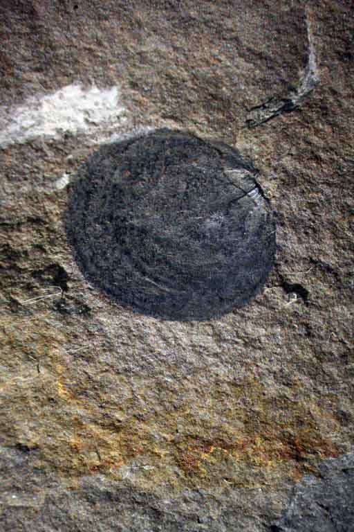 Image couleur de roche grise avec grand point noir
