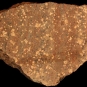Colour image of brown rock mottled with black and yellow spots