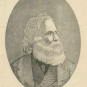 Estampe noir et blanc illustrant un homme portant une barbe épaisse et tourné vers la gauche